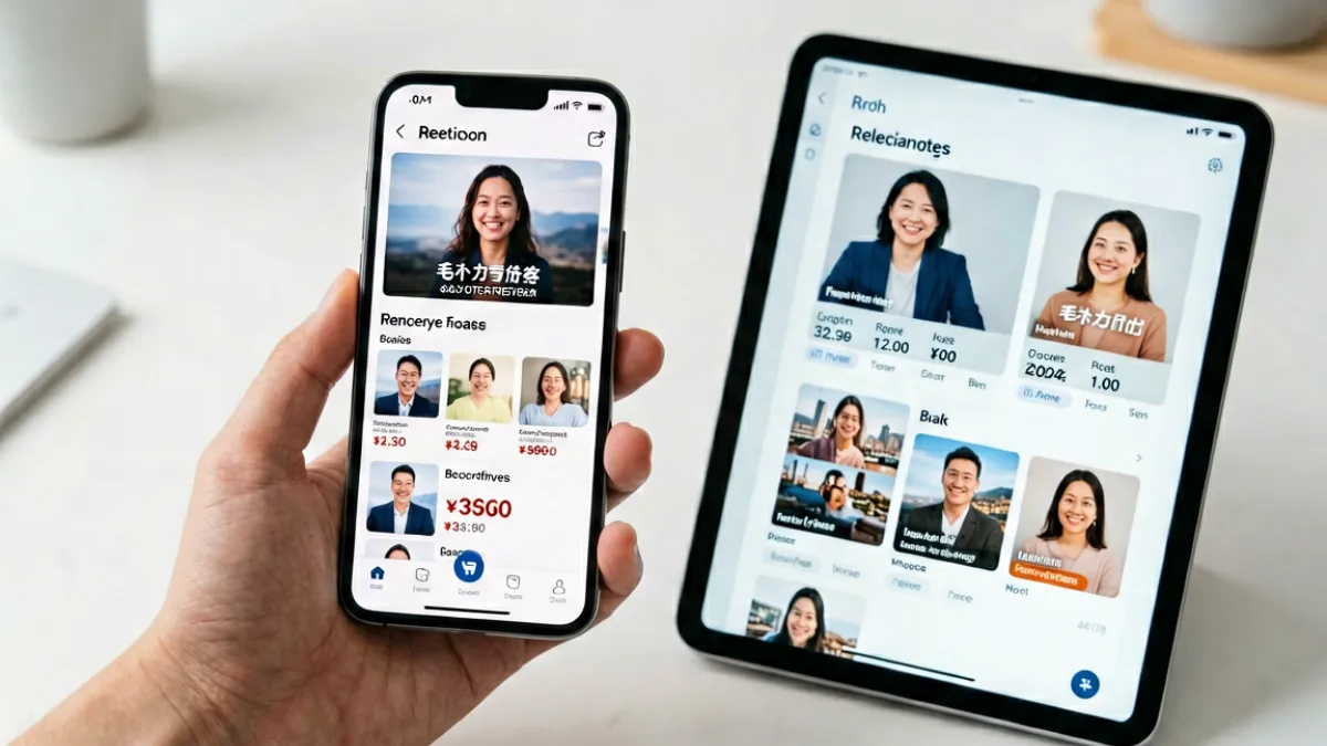 用户在手机和平板上对比不同成人网站的订阅价格与画质选项，展示多平台付费页面